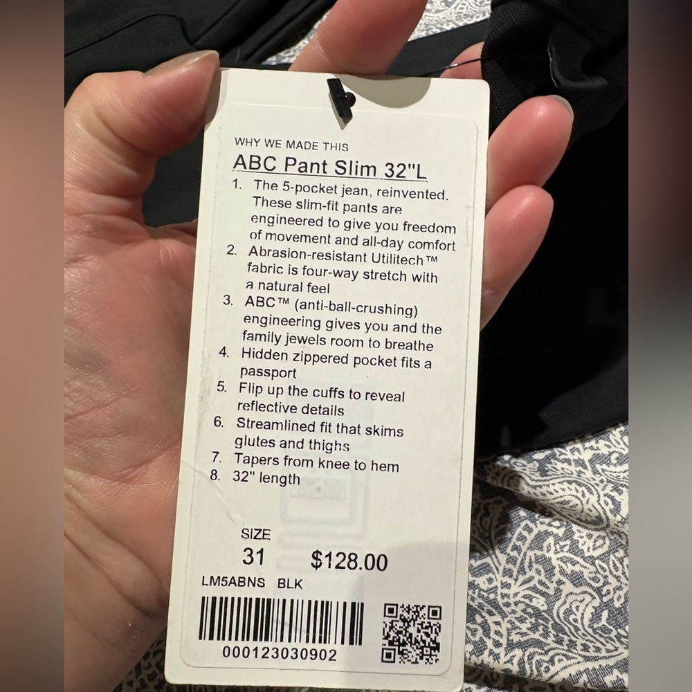 NWT Lululemon black ABC pant slim 31x32 - Picture 4 of 5